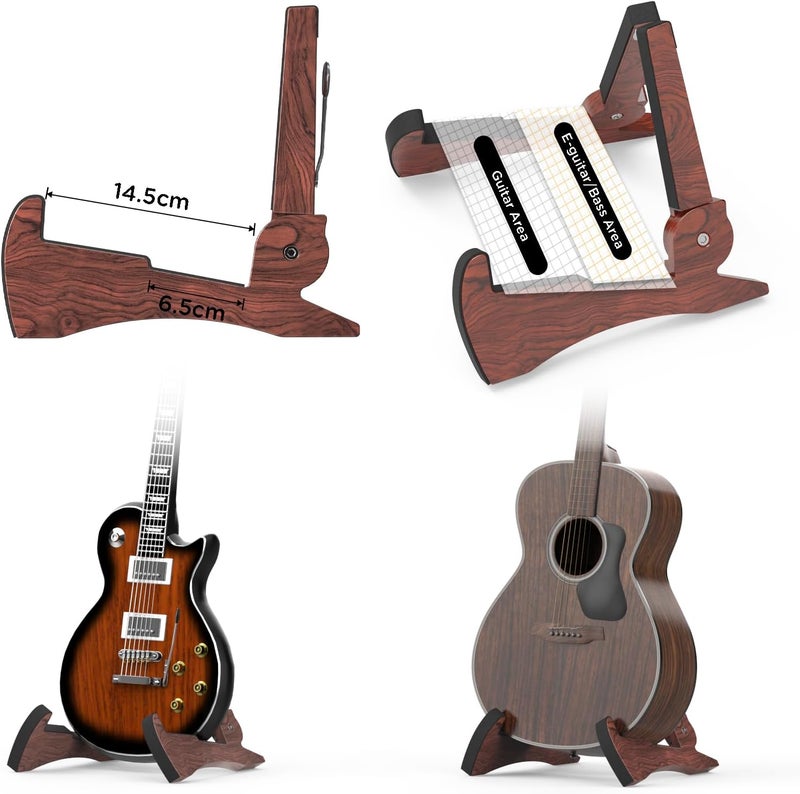 DIDA Lightweight Foldable A- Frame Plastic Guitar Stand for Acoustic, Electric Guitars, Ukulele, Guitar Stand Floor, Portable Travel Stand, Single Guitar Holder (Black Walnut) - Image 4